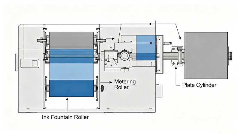 two roll inking system fountain roll and metering roll