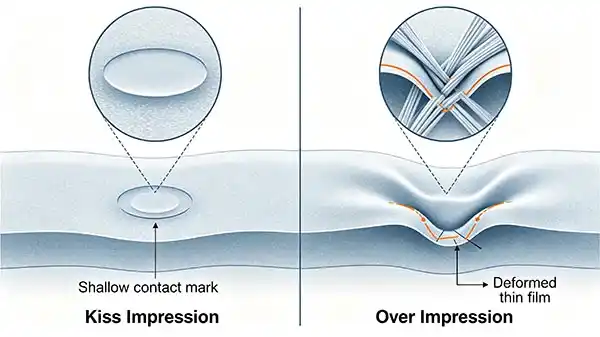 kiss impression vs over impression on thin film