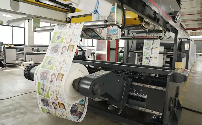 Finished flexo roll with consistent colour across repeat length